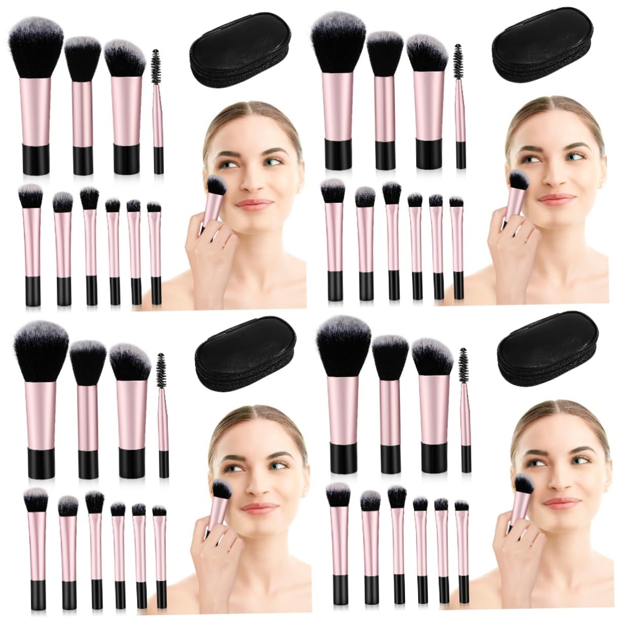 minkissy 40 Piezas mini juego de brochas de maquillaje brochas de maquillaje tamaño viaje mini pinceles de maquillaje Juego de brochas de maquillaje kit de brochas de maquillaje