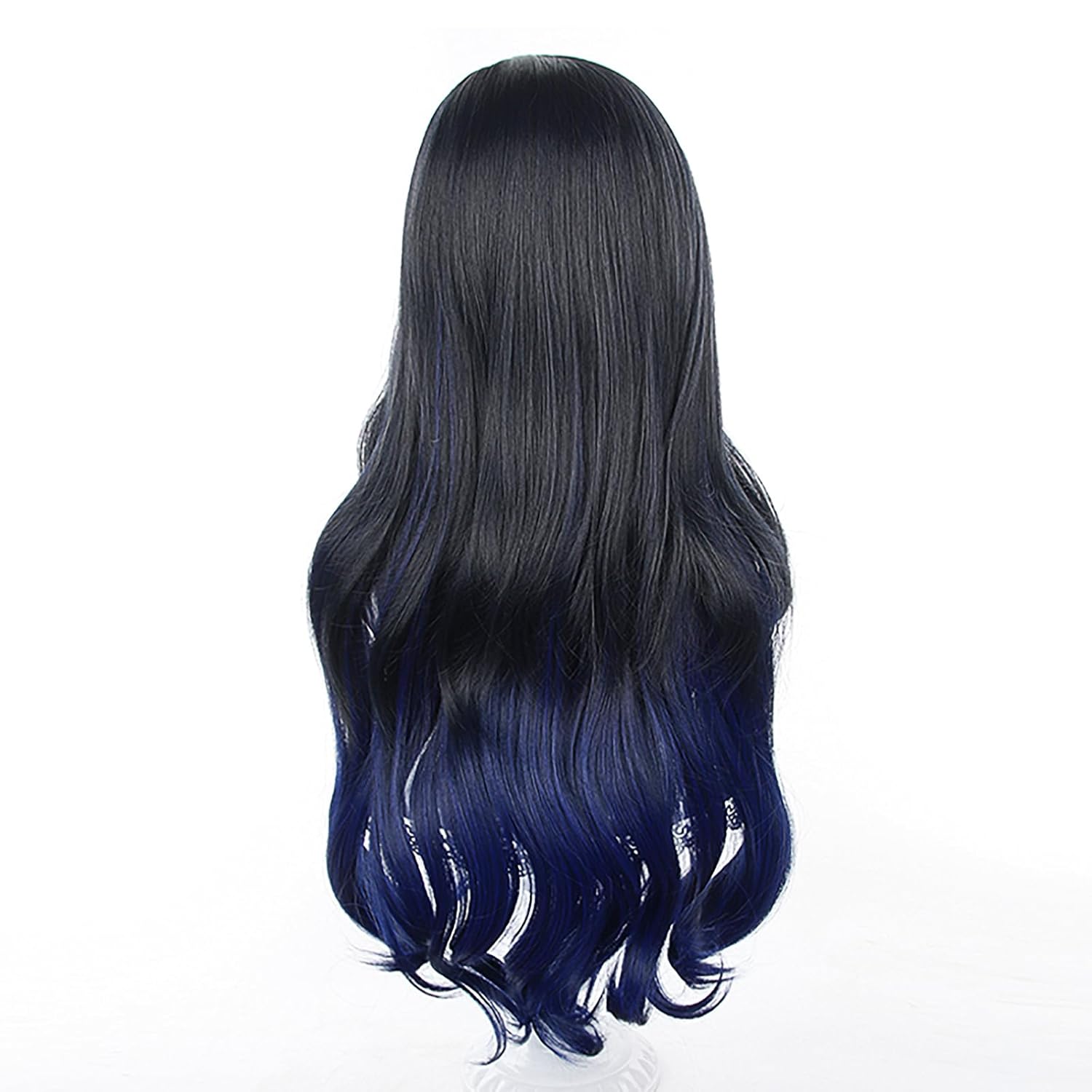 XiongXiongLe Black Blue Gradient Long Wave Women Costume Hair Replacement Wig for Adult Cos Halloween Christmas Comic Party - Image 5