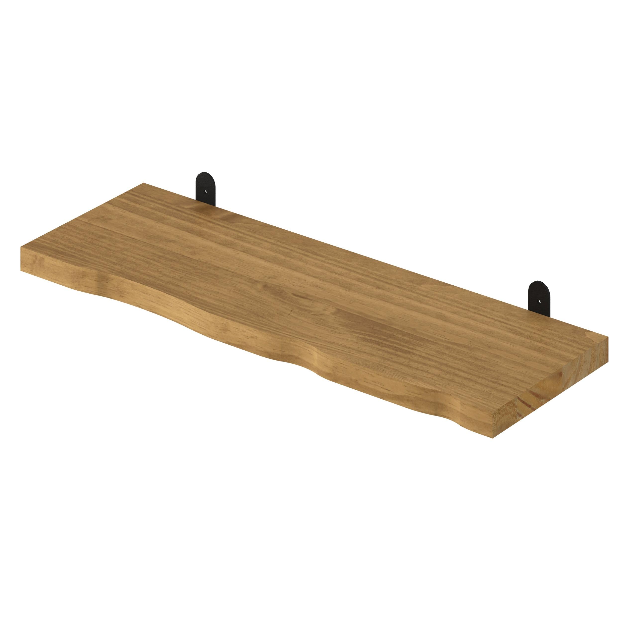 Core Products 60cm Wide Chunky Live Edge Shelf With L Metal Bracket Kit, Antique Wax