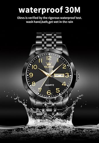 Miniatura 4 de OLEVS Reloj para hombre Simple Business Dress Analógico de acero inoxidable impermeable luminoso con fecha fácil de leer Reloj de pulsera para hombre