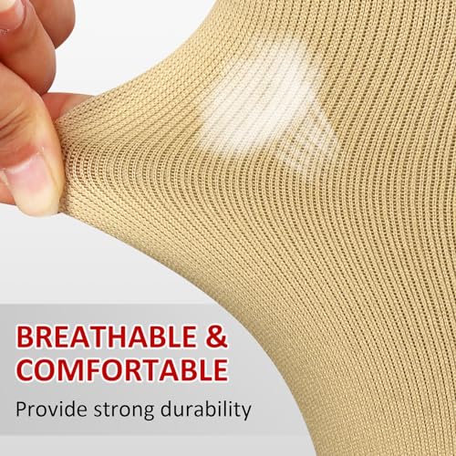 Image of Ailaka 3 Pairs Compression Socks with Zipper, 15-20 mmHg Medical Knee High Compression Socks for Men Women, Open Toe Socks for Varicose Veins, Edema, Recovery(Beige, XXL)
