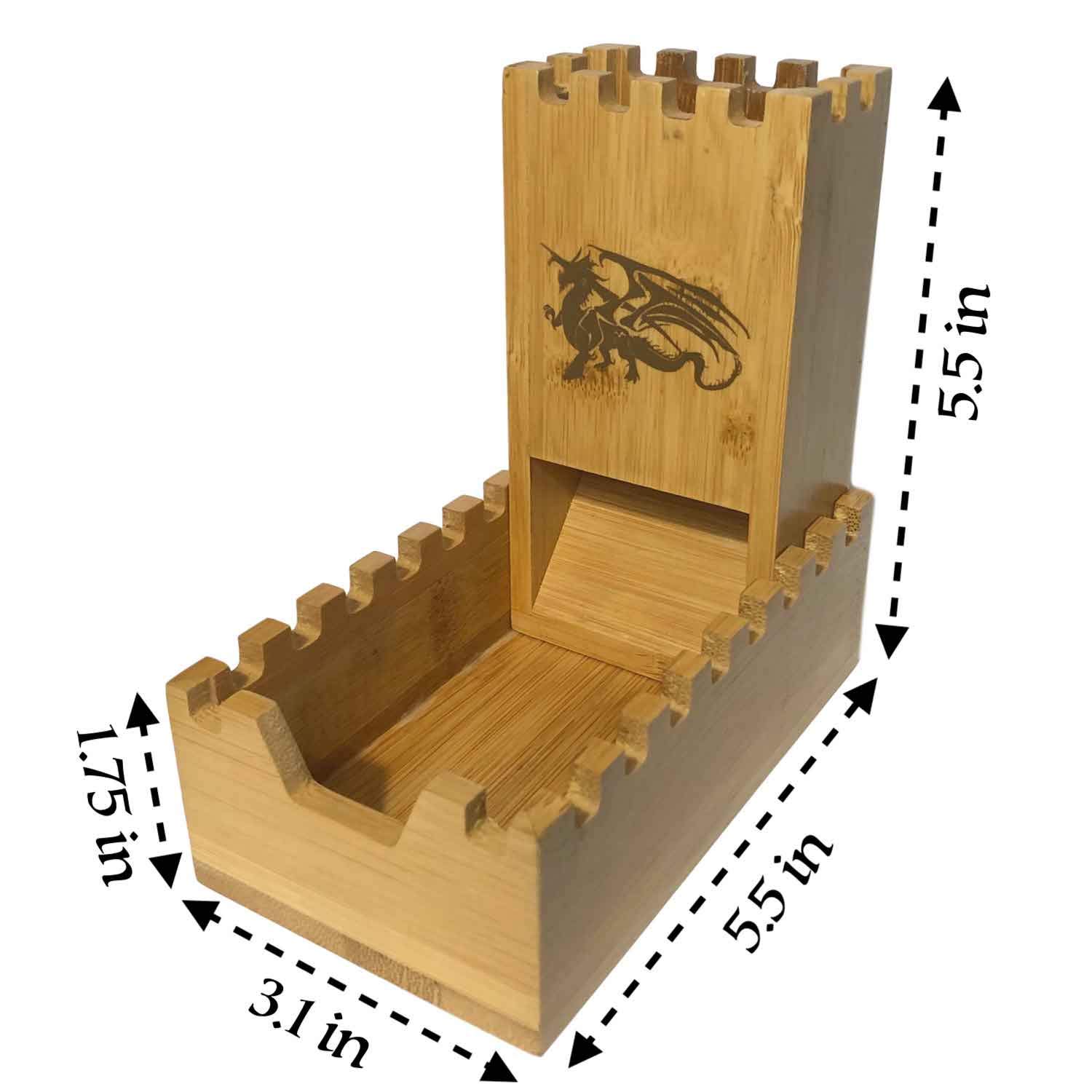 Würfelturm aus Bambus Holz – Faltbar mit magnetischem Stecksystem | Ideal für Dungeons and Dragons, DND Zubehör & DM RPG-Spiele