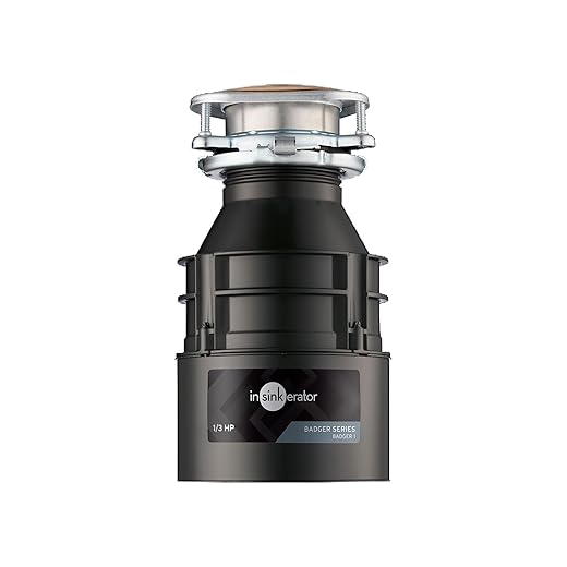InSinkErator Garbage Disposal, Badger 1, Standard Series, 1/3 HP Continuous Feed, Black, Waterborne Grey Enamel