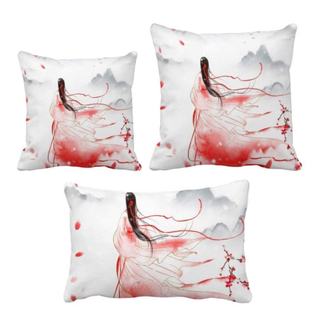 Housse de coussin aquarelle rouge Mei Xue DIYthinker finition textile premium