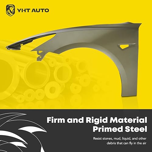 Miniatura 4 de YHTAUTO Guardabarros delantero izquierdo del lado del conductor de acero imprimado compatible con Tesla Model 3 2017 2018 2019 2020 2021 2022 2023