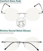 Vista 6 de Eyekepper Gafas progresivas sin marco, multienfoque, lectores con filtro de luz azul, redondas, retro, lentes de lectura para hombres y mujeres