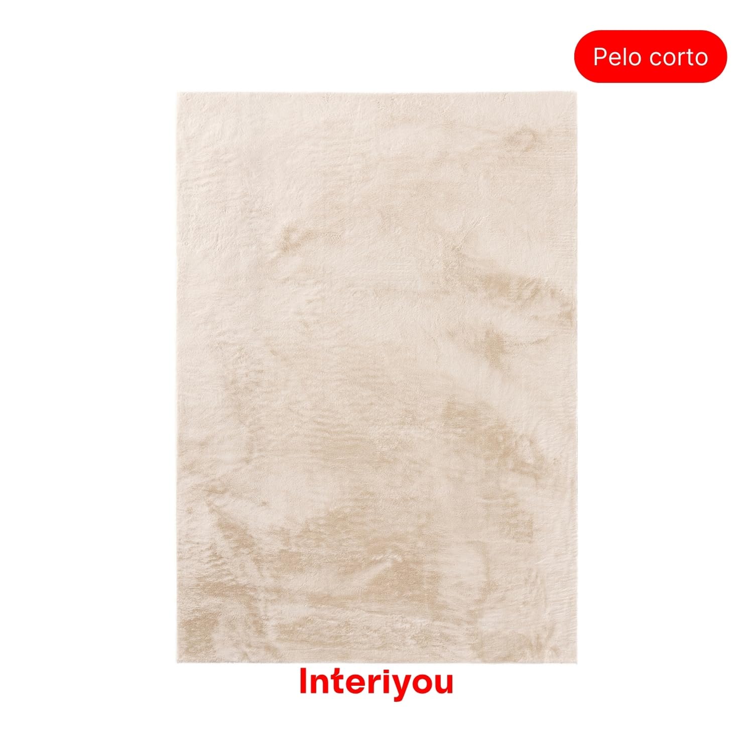 Interiyou Alfombra Salon Pelo Corto Fargo - 160x230 cm Beige - Felpa sintética esponjosa - Lavable y Antideslizante - Textura Suave Corta