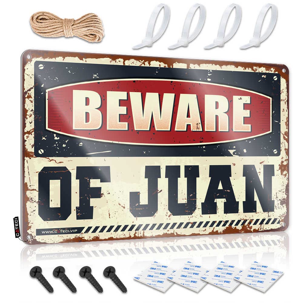 Mancave Signs And Decor Beware Of Juan Sign Tin Signs For Garage Funny Office Signs(20X30CM)