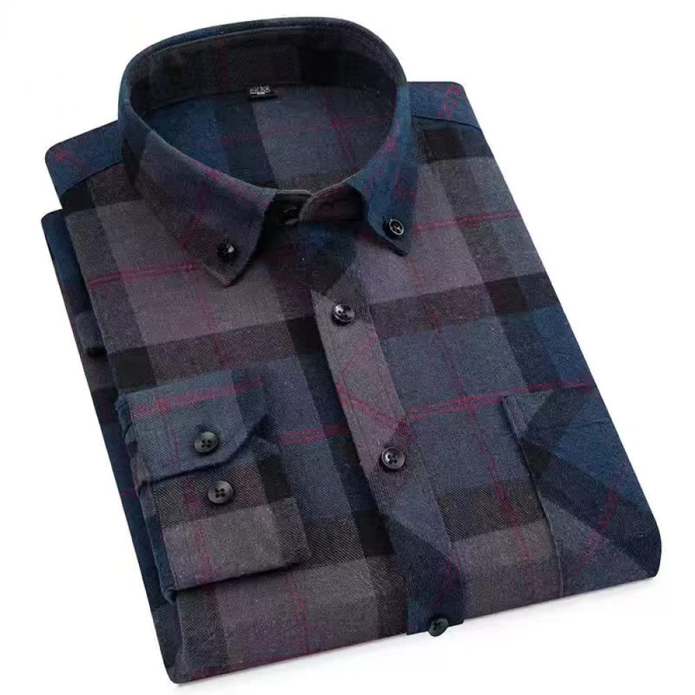 IIK Camicia in Cotone A Maniche Lunghe da Uomo,Camicia Casual A Maniche Lunghe da Uomo, Camicie in Flanella di Cotone A Quadri da Uomo Camicia Casual A Maniche Lunghe per Uomo Camicia Sportiva all'