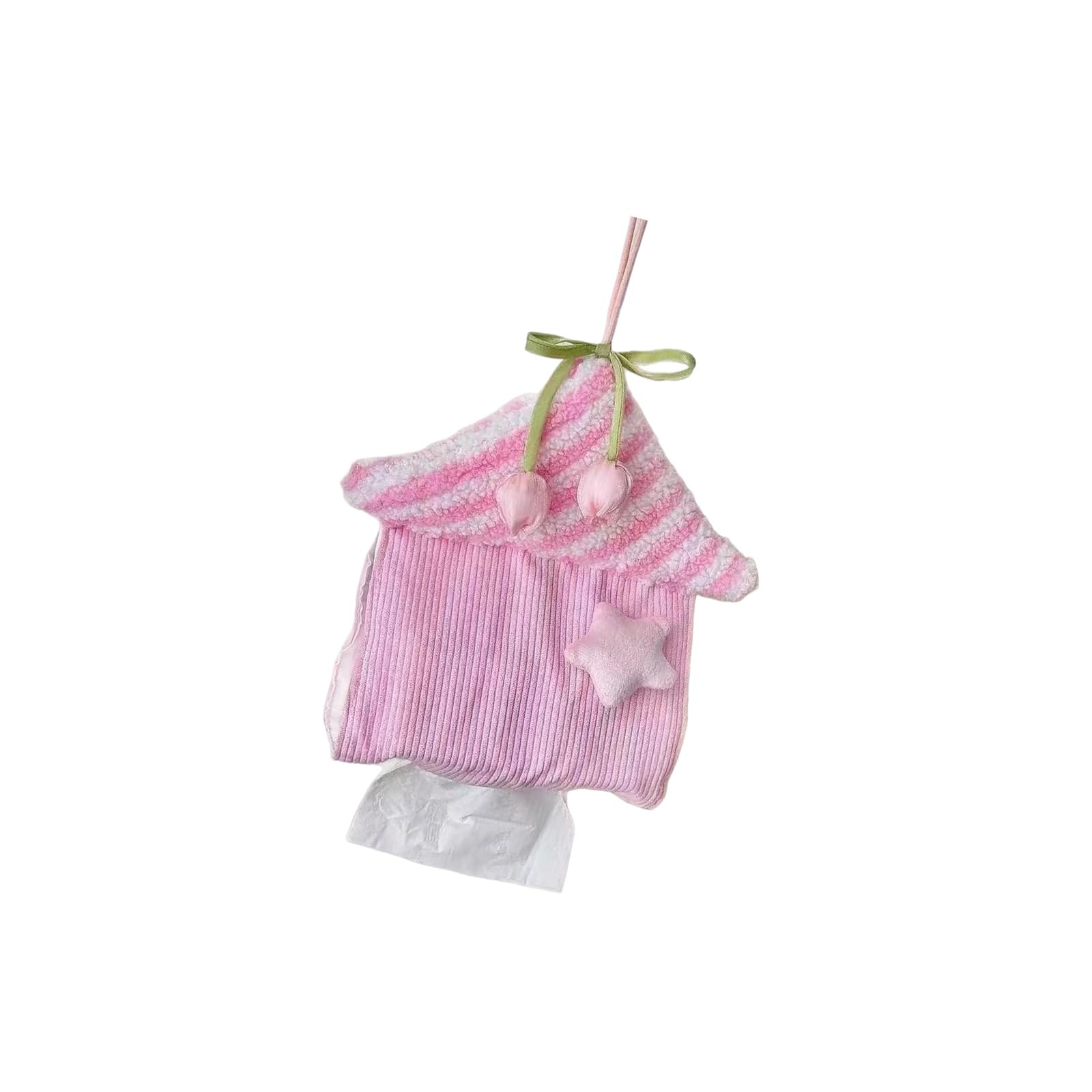 Hanging Flannel Tissue Holder with House Shape for Home and Offices Use Multipurpose Storage Bag
