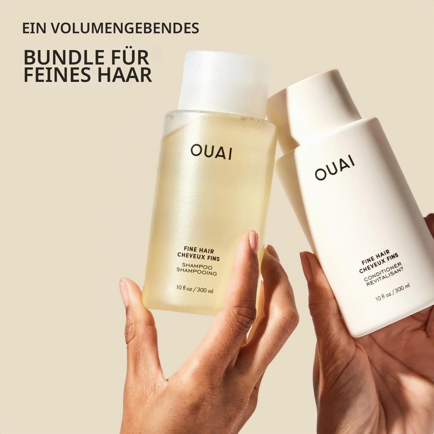 OUAI Feines Shampoo und Conditioner Set - Sulfatfreies Shampoo und Conditioner für feines Haar - Hergestellt mit Keratin, Marshmallowwurzel, Sheabutter & Avocadoöl - Frei von Parabenen & Phthalaten -