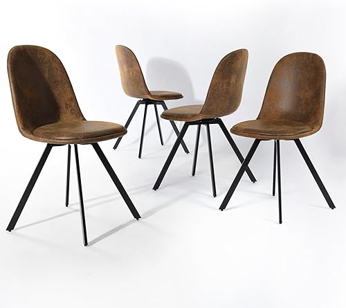 Homy Casa Juego de 4 sillas de comedor tapizadas giratorias, sillas laterales modernas de mediados de siglo con marco de metal para cocina, sala de