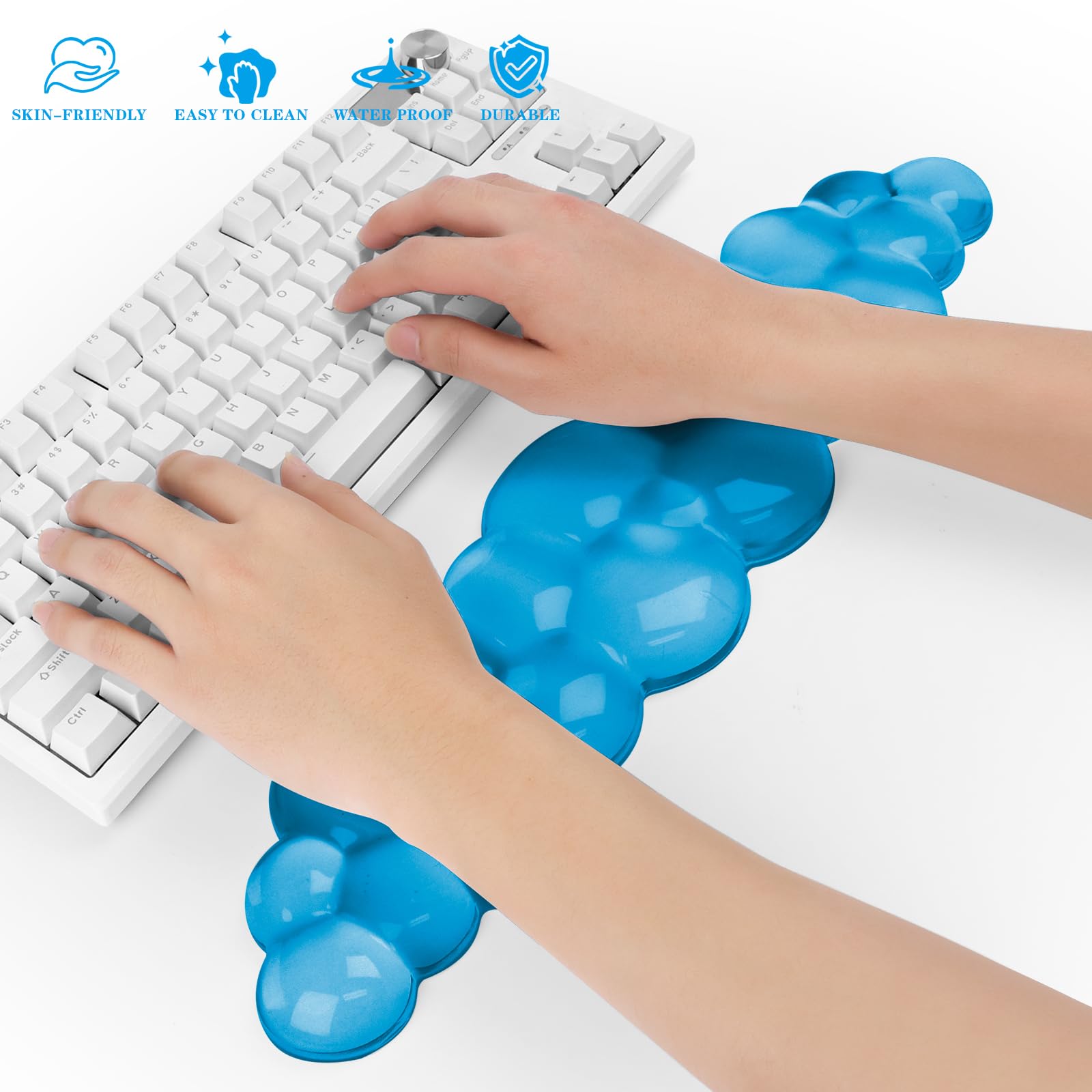 Gel Cloud - Poggiapolsi per tastiera, grazioso supporto per polso e braccio, per tastiera, sollievo dal dolore, adatto per ufficio/computer/laptop/gaming (poggiapolsi da tastiera blu)