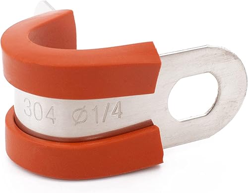 Phoenix Top-Notch Tools Paquete de 12 abrazaderas de cable aisladas de goma de gel de sílice rojo de acero inoxidable 304 de 14 pulgadas para línea