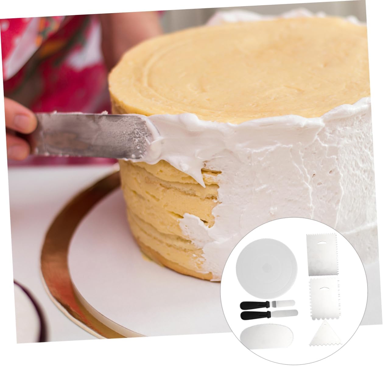 Equipped 4 Stainless Steel 2 Plastic Scrapers Cake Decorating Tool Set Turntable