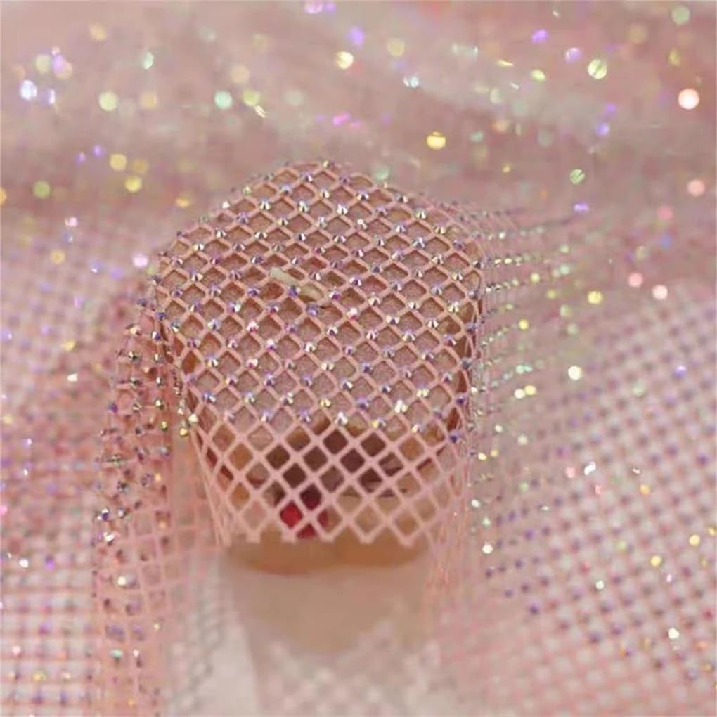 Tissu de maille strass paillettes tulle polyester