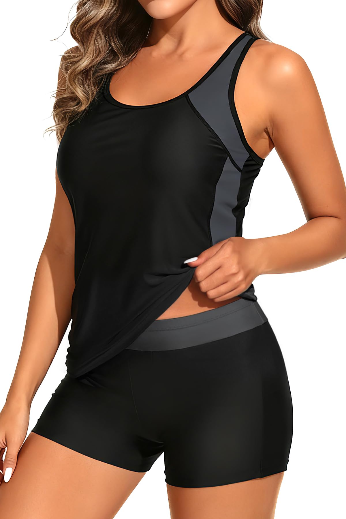 Daci Women 2 Piece Tankini Swimsuit - 2025 Tummy Control Sporty Bathing Suit Color Block Swim Tank Top