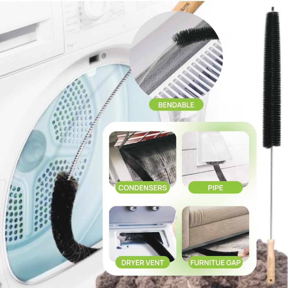 Juego de 8 cepillos de limpieza multiusos para lavadora, limpiador de grietas, cepillo de ventilación de secadora, herramientas de limpieza de lechada y fregadero, cepillos de lavandería de mango