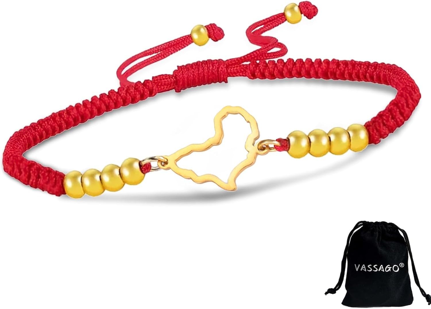 HURUMA Africa Map Bracelet for Women Men African Motherland Continent Outline Braided Rope String Bracelet Adjustable tribal ethnic jewelry, Red