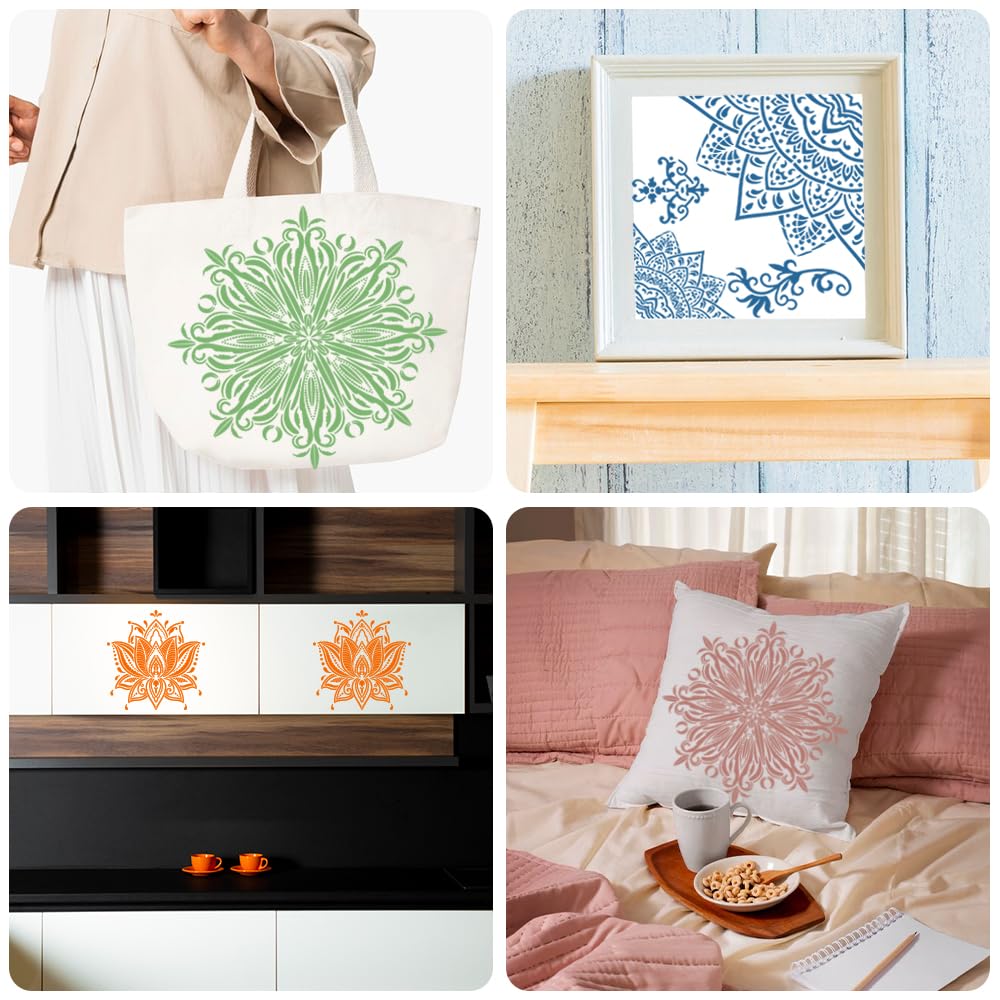 9 Pezzi Mandala Stencil di Pittura 30x30cm Templates Riutilizzabili Mandala Stencil Grande Modello di Pittura in Plastica per Pittura DIY Scrapbook Wall Pavimenti Mobili