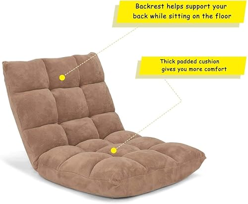 Miniatura 6 de ARLIME Sofá de suelo de 14 posiciones, sofá plegable para juegos, cojines cómodos y marco de acero de estudio, cama ajustable en ángulo, sillón