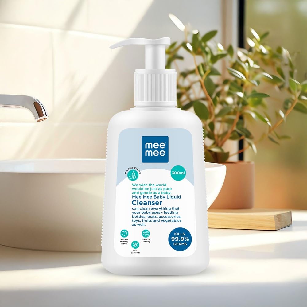 Mee Mee Anti-Bacterial Baby Liquid Cleanser (300 ml - Bottle), Transparent (MM-1300 300ML)