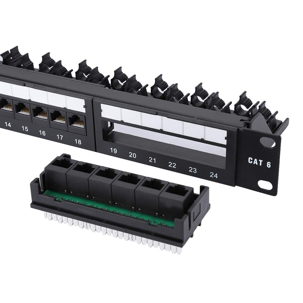 Cryfokt Panneau de Brassage de Données 24 Ports, Panneau de Brassage Réseau CAT6 Montable pour Rack de Serveur, Armoire Réseau Gestion des Câbles de Cadre de Ligne à Force Auto-Fixe