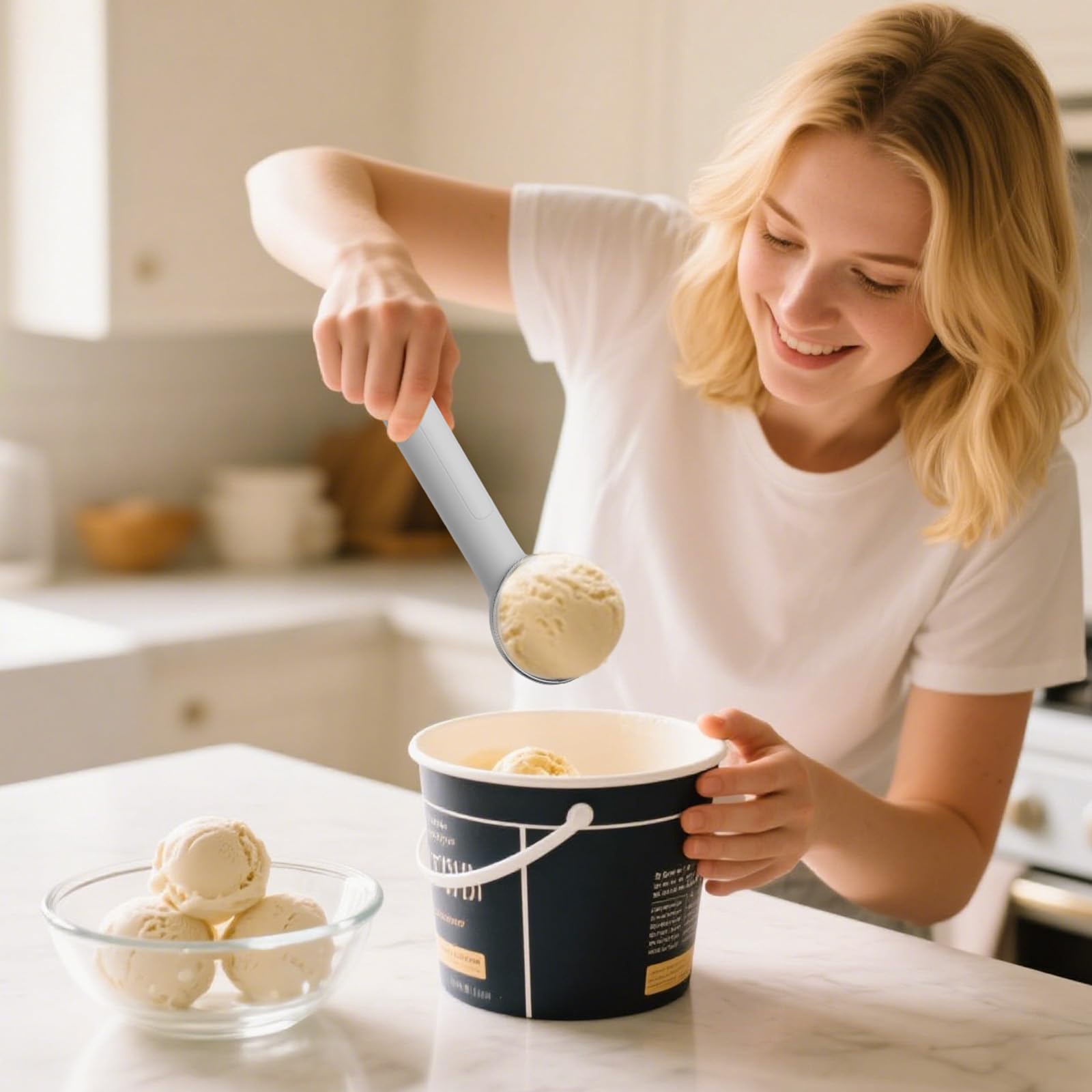 Cuillère à glace chauffante génération 2.0 – Chauffage rapide et légère rechargeable par USB pour crème glacée dure, chauffe jusqu'à 70 °C avec écran LED, étanchéité IP67, prise en main facile pour