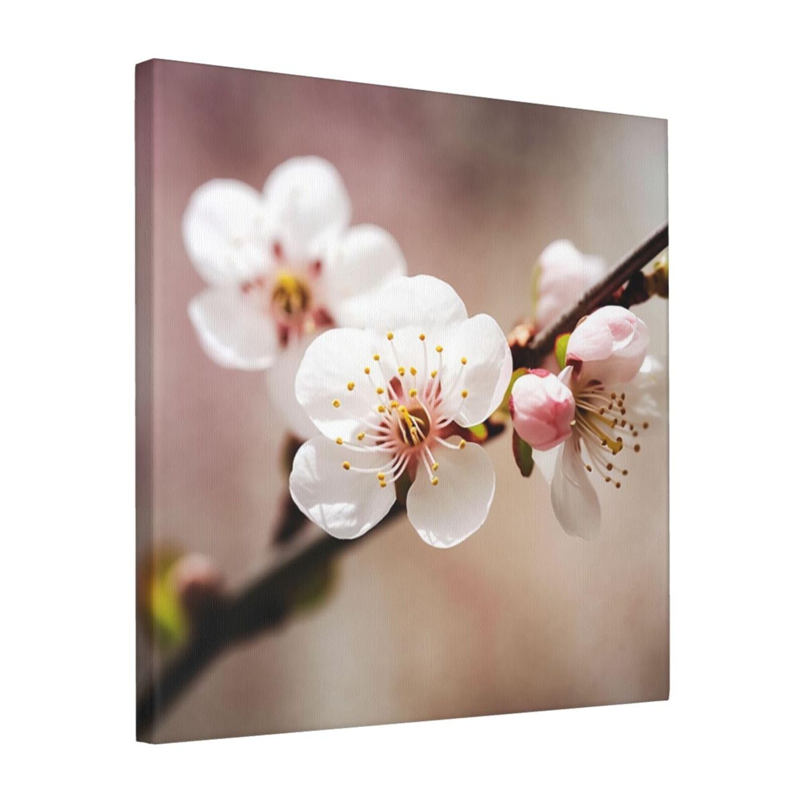 KLOPH Cherry Blossom Canvas Wall Art for Living Room 16"x16" Modern Artwork Painting for Bathroom Hanging Canvas Prints Aesthetic Wallart for Bedroom Kitchen Office Wall Decor