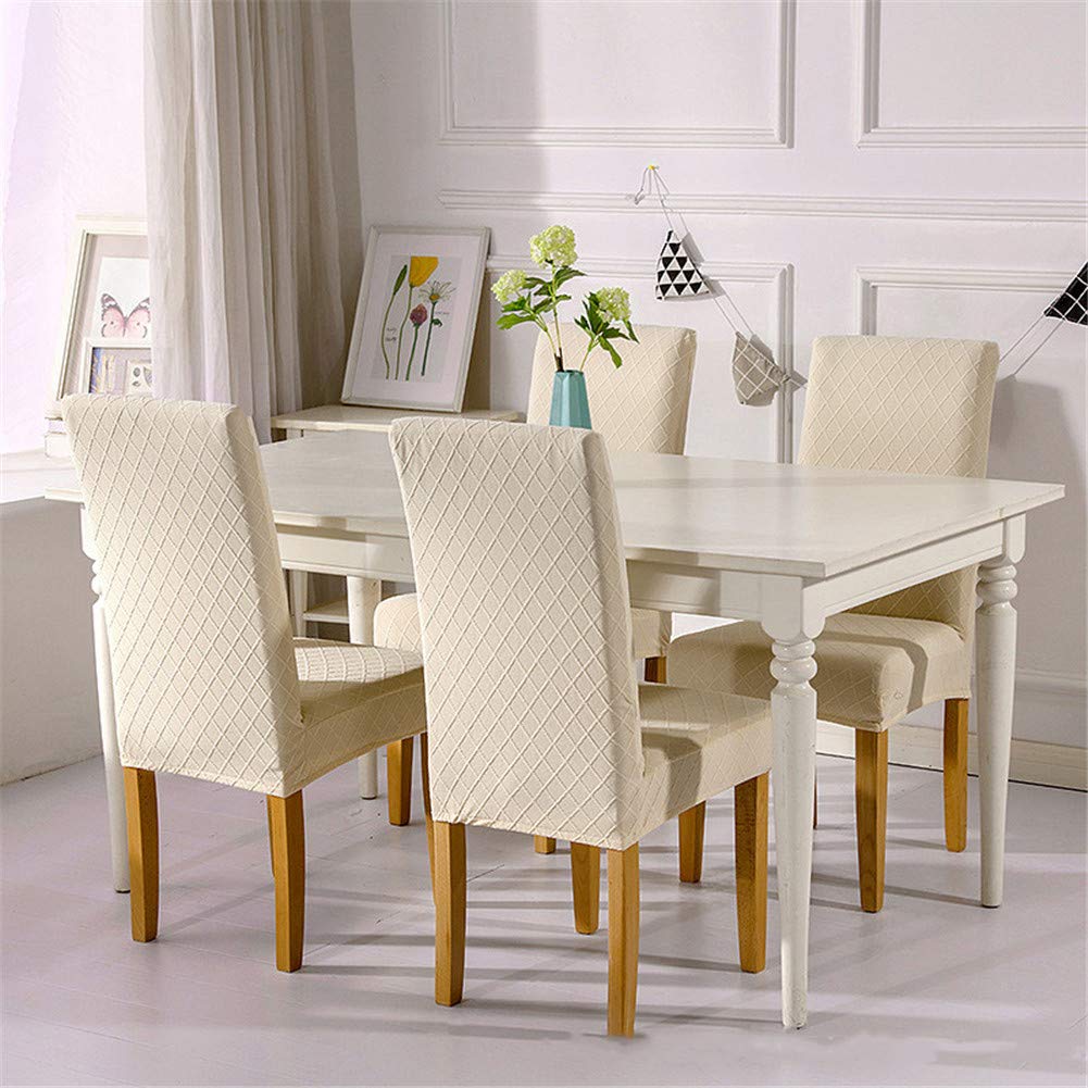 Coprisedia elastico per sedia da pranzo con schienale alto e schienale alto, copridivano, elastico per sedia per ristorante di matrimonio, banchetti in jacquard (bianco, 6 pezzi)