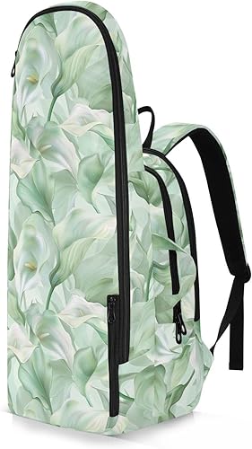 Miniatura 2 de Bolsa de tenis y bádminton bonita y resistente con flores de lirio de cala, colores pastel, verde menta, bolsa de tenis con capacidad para 2