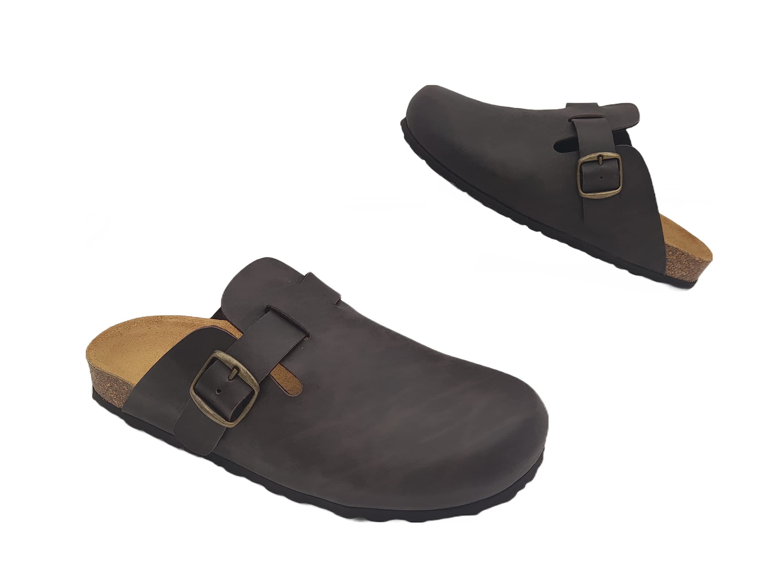 Tratti Meravigliosi Sabot Uomo in Pelle Ecologica Ciabatte Chiuse Invernali Estive Zoccoli da Passeggio, Casa e Giardino Fascia Regolabile Prodotto Ecosostenibile Made in Spain