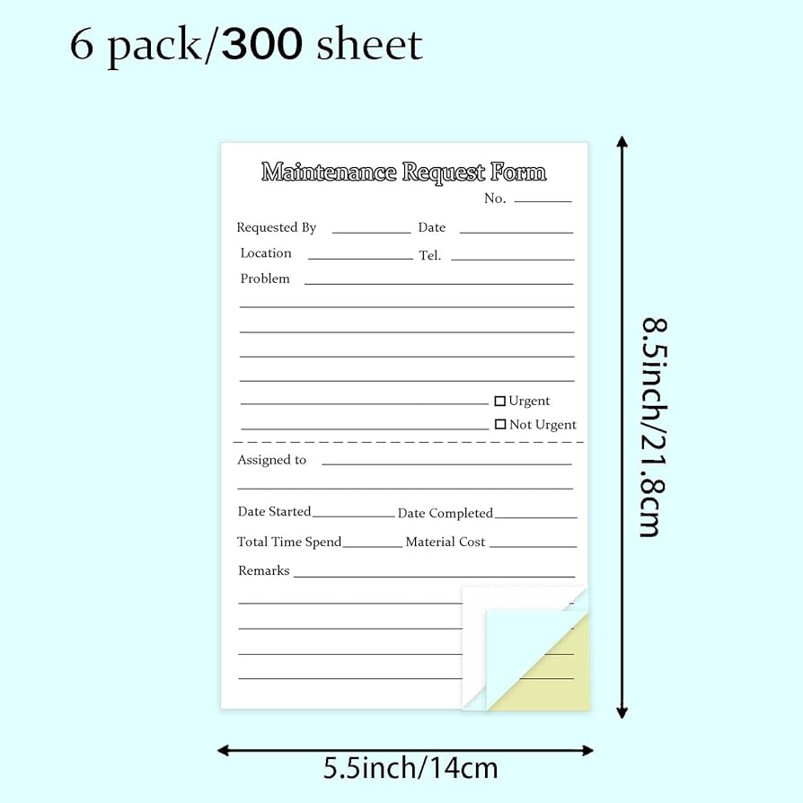 amazon-com-generic-300-sets-maintenance-request-forms-3-part-carbonless-6-pack-5-5-x-8-5-inch-maintenance-request-slips-repair-request-forms-50-sets-each-pad-white-office-products for Free Printable Maintenance Request Form Template Amazon.com : Generic 300 Sets Maintenance Request Forms, 3 Part Carbonless, 6 Pack 5.5 x 8.5 Inch Maintenance Request Slips, Repair Request Forms (50 Sets Each Pad), WHITE : Office Products for Free Printable Maintenance Request Form Template