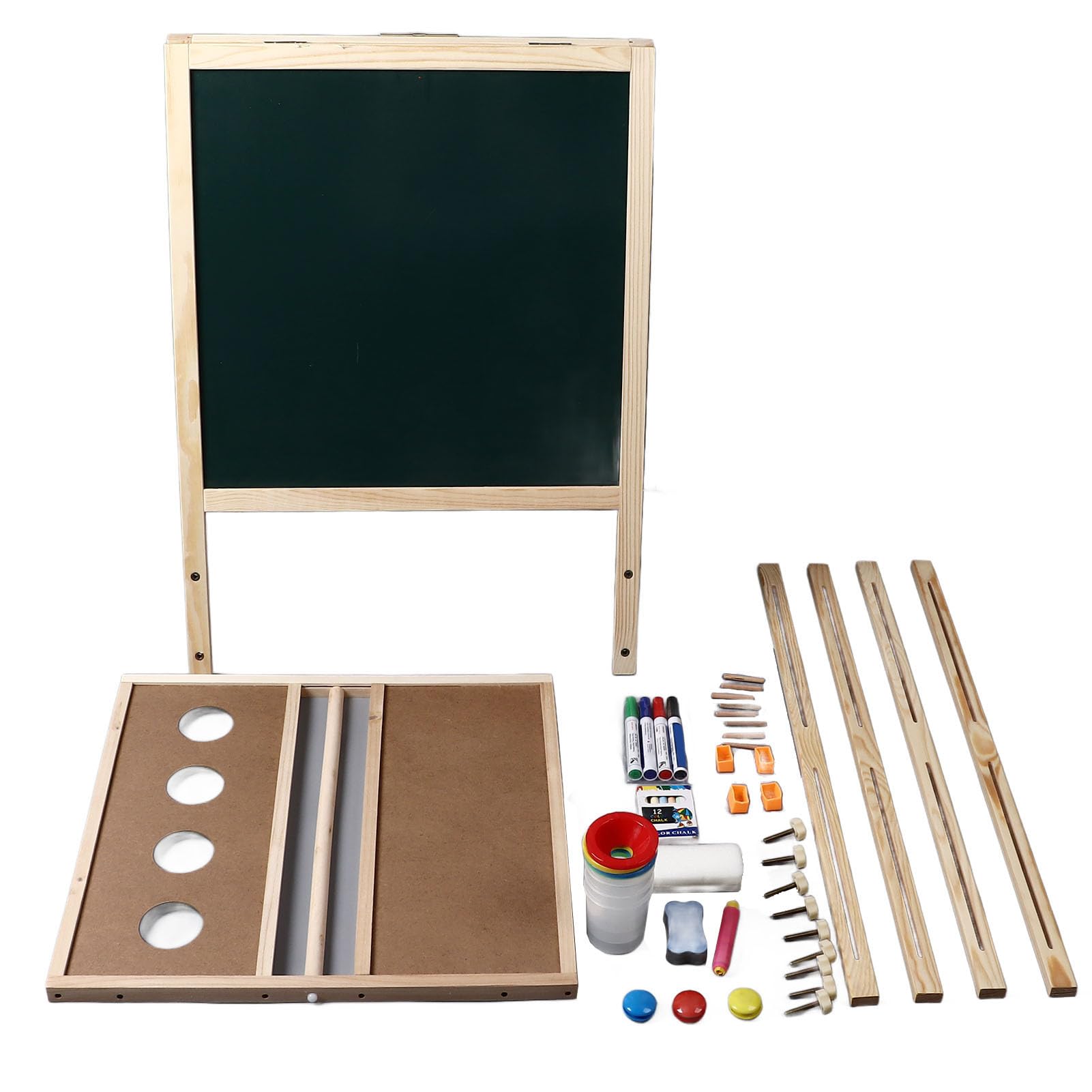 Pannello Bianco a Doppia Faccia e Lavagna a Doppia Cornice Magnetica Nera per Bambini e Studenti