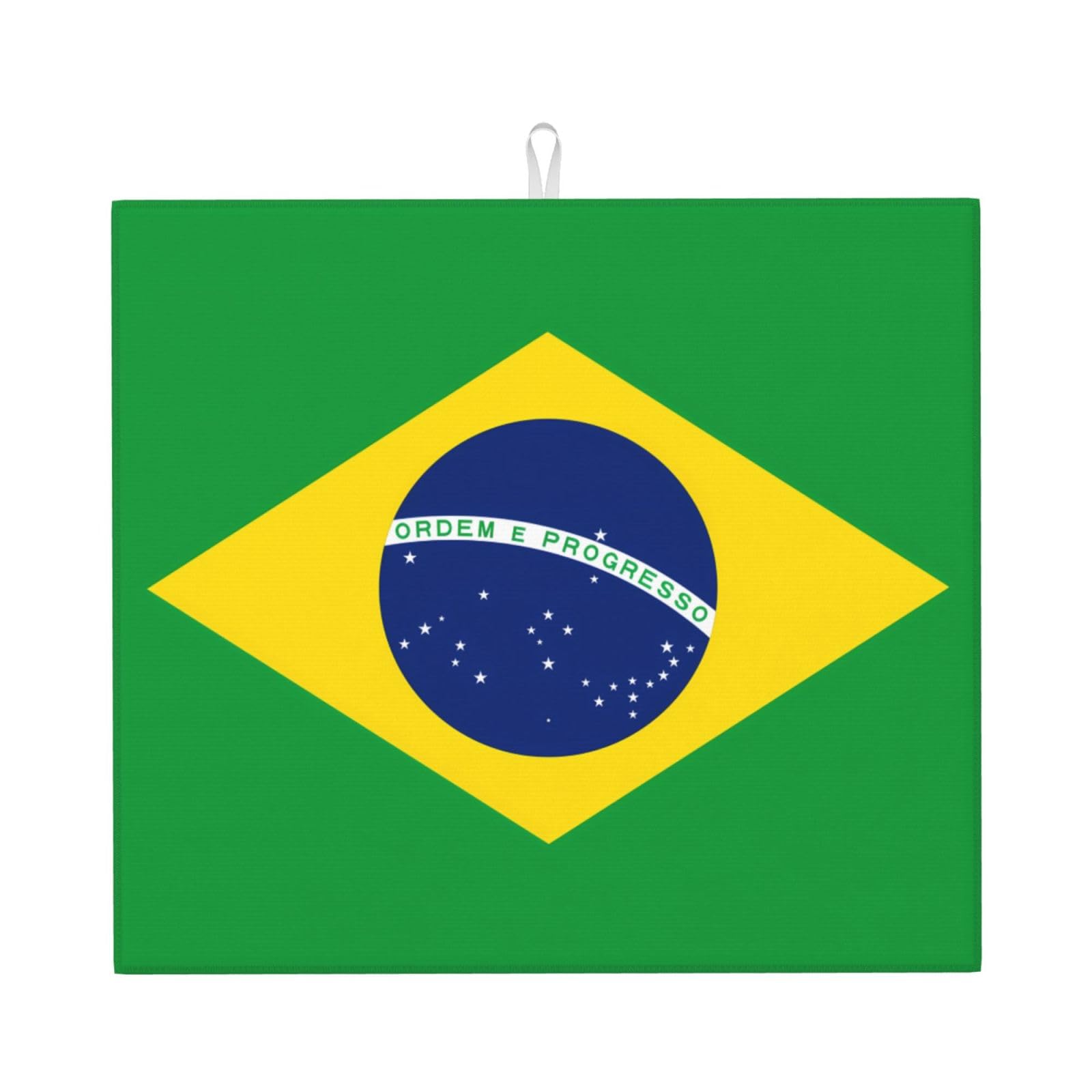 WHJSHOP Brazilian flag Prints Kitchen Drying Mat - Absorbent Dish Drying Throw with Vibrant Prints, Quick-Dry Countertop Layer for Dishes & Glassware - Non-Slip