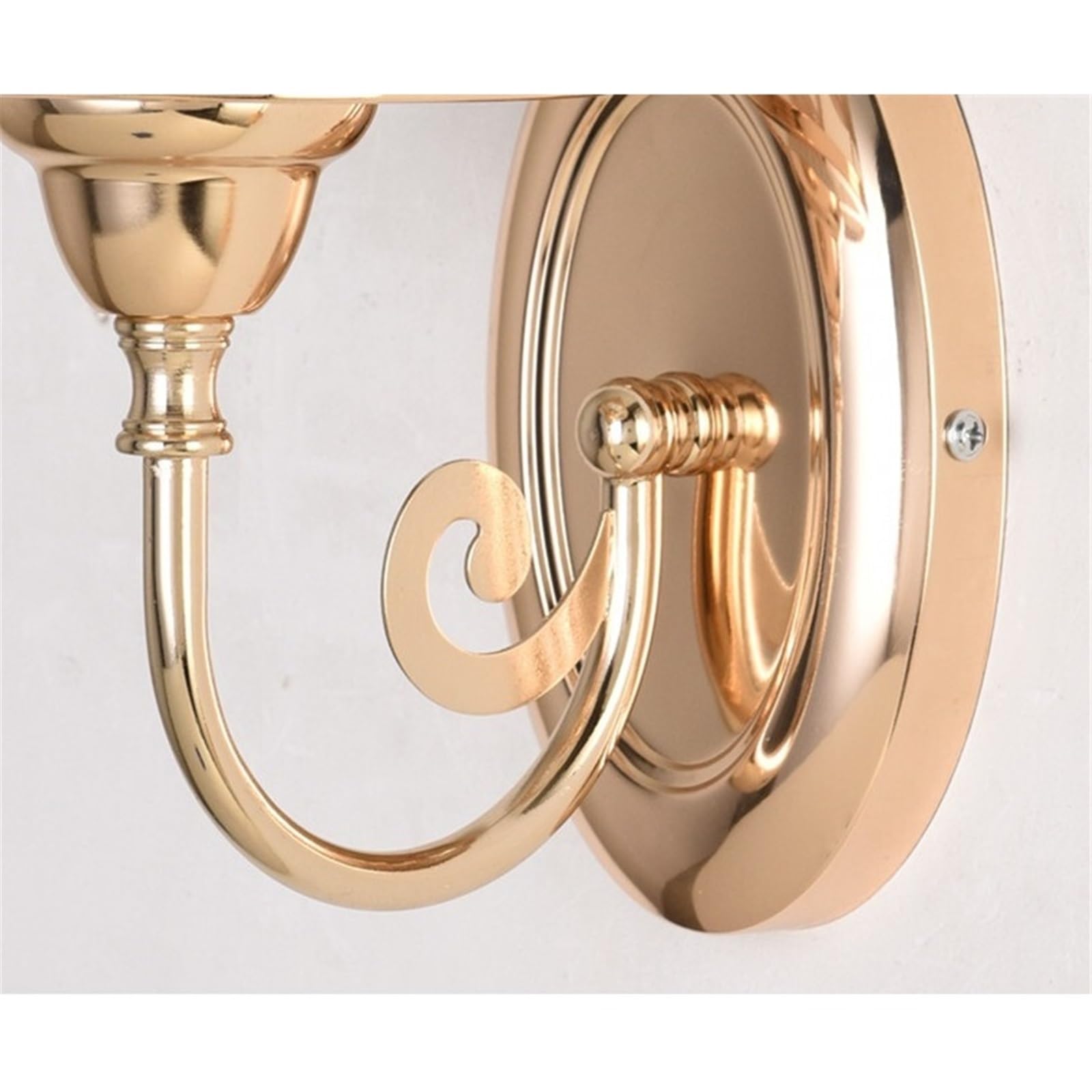 Golden Metal Wall Sconce Lotus Printed Fabric Shade Lamp Applique