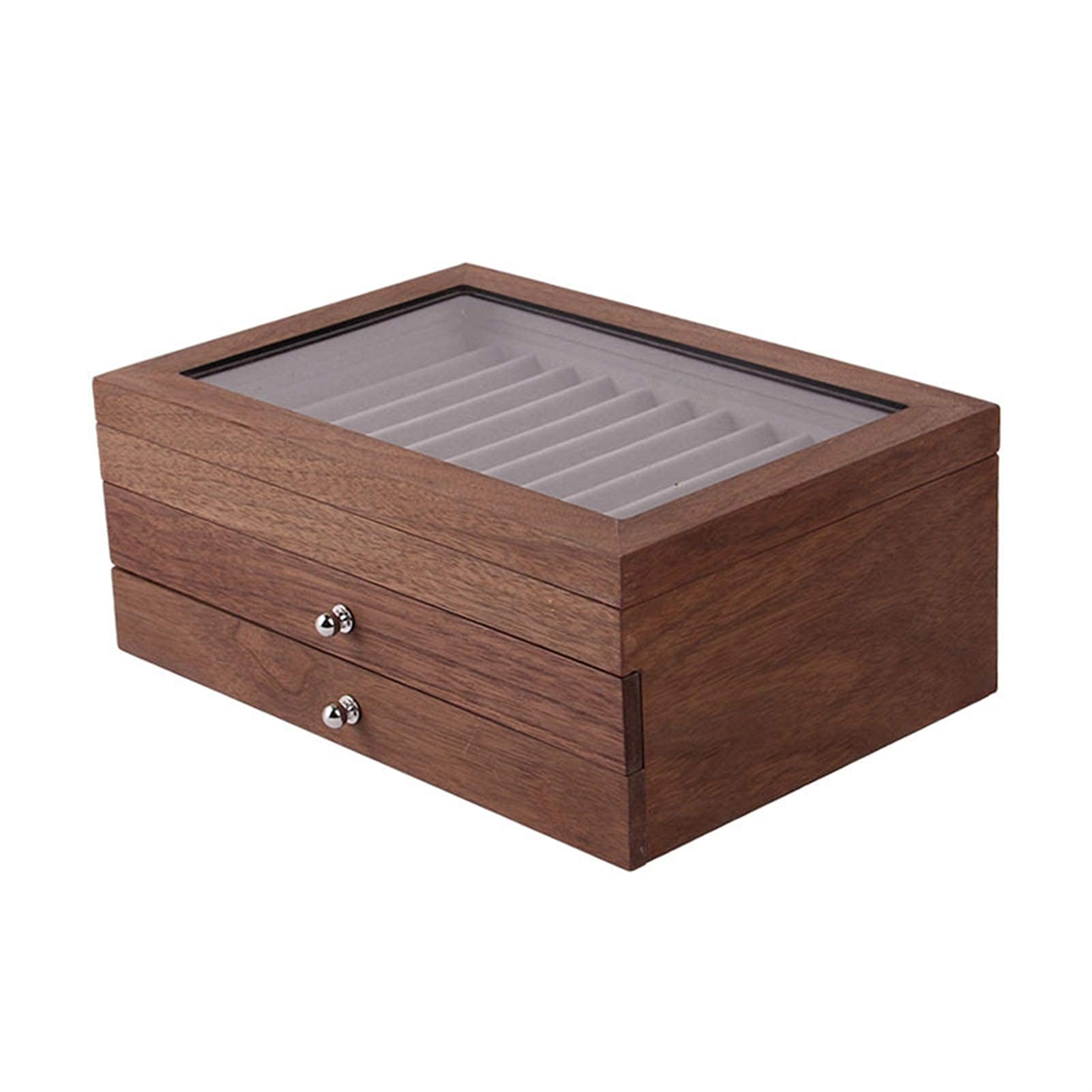 34 Slots Wooden Fountain Pen Display Case & Transparent