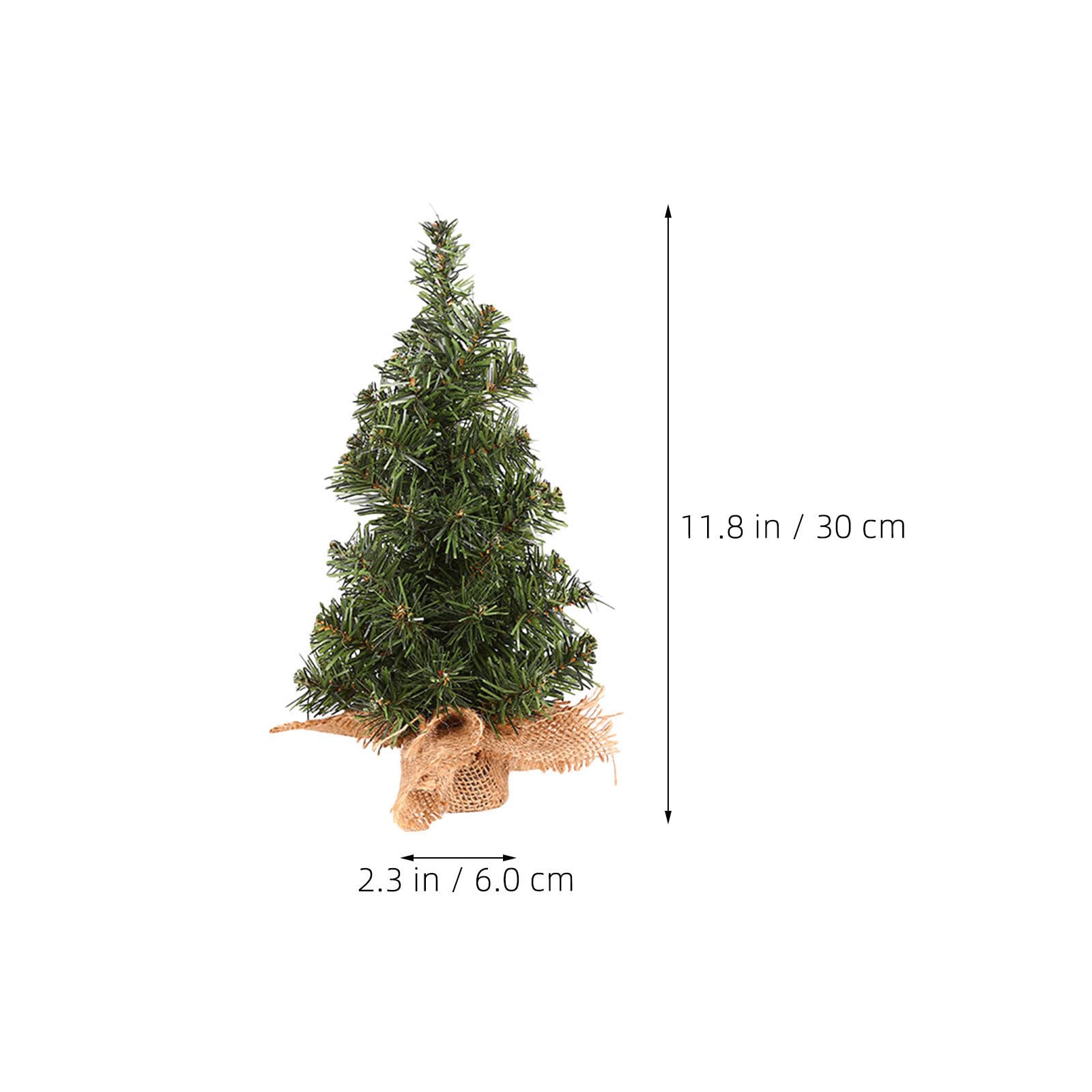 YARNOW 6 Pezzi Albero di Natale Mini Artificiale Verde con Base in Lino, Decorazione Natalizia da Tavolo per Cucina e Casa Accogliente, Albero di Natale Piccolo Realistico e Stabile