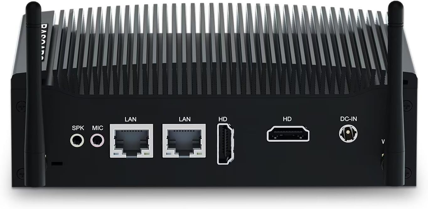 BASAORO Industrial PC Win 11 Pro i5, Fanless Mini PC Industrial, 16GB RAM 256GB SSD Core i5 8350U, 2 RJ45 LAN, 2 HD 4K Display, 2 RS232 COM, 8 USB, WiFi, BT, Linux, Mini Desktop Computer