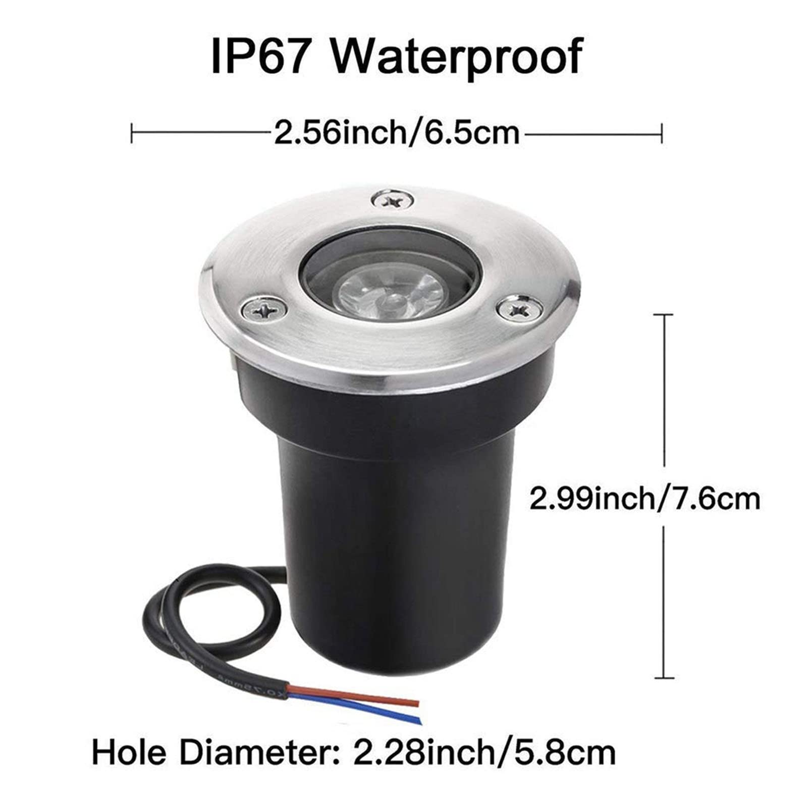Lampa punktowa LED 1W - wpuszczane oświetlenie zewnętrzne, wodoodporne IP67, aluminium i szkło hartowane, do ścieżek ogrodowych lub krajobrazu (6 szt., biały, DC12V (1w))