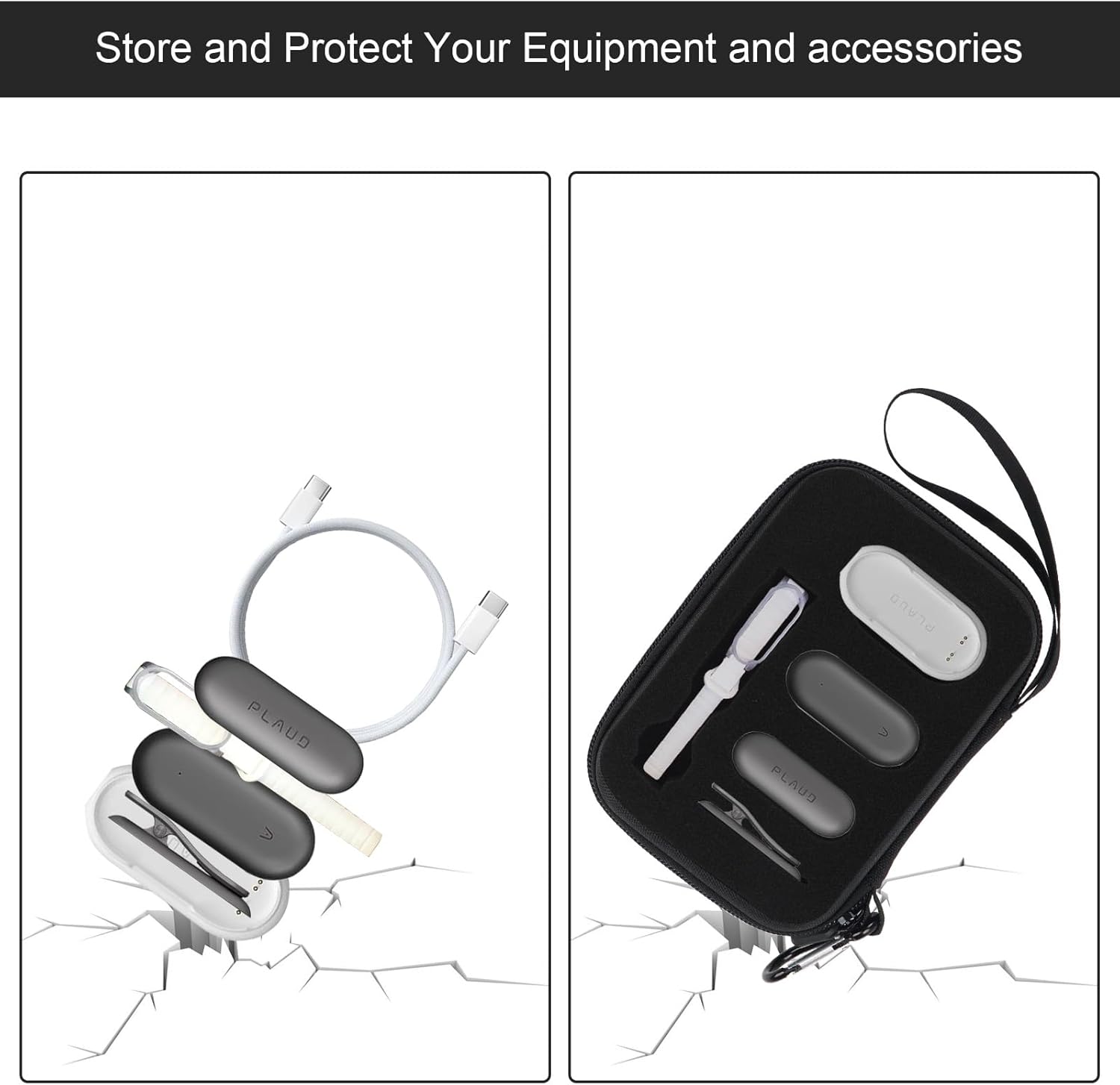 YouKnow Hard Case Compatible with PLAUD NotePin AI Voice Recorder - with Custom Foam Insert Holds Recorder, Magnetic Pin, Clip, Dock, Wristband & Cable (Case Only) (Black) - Image 6