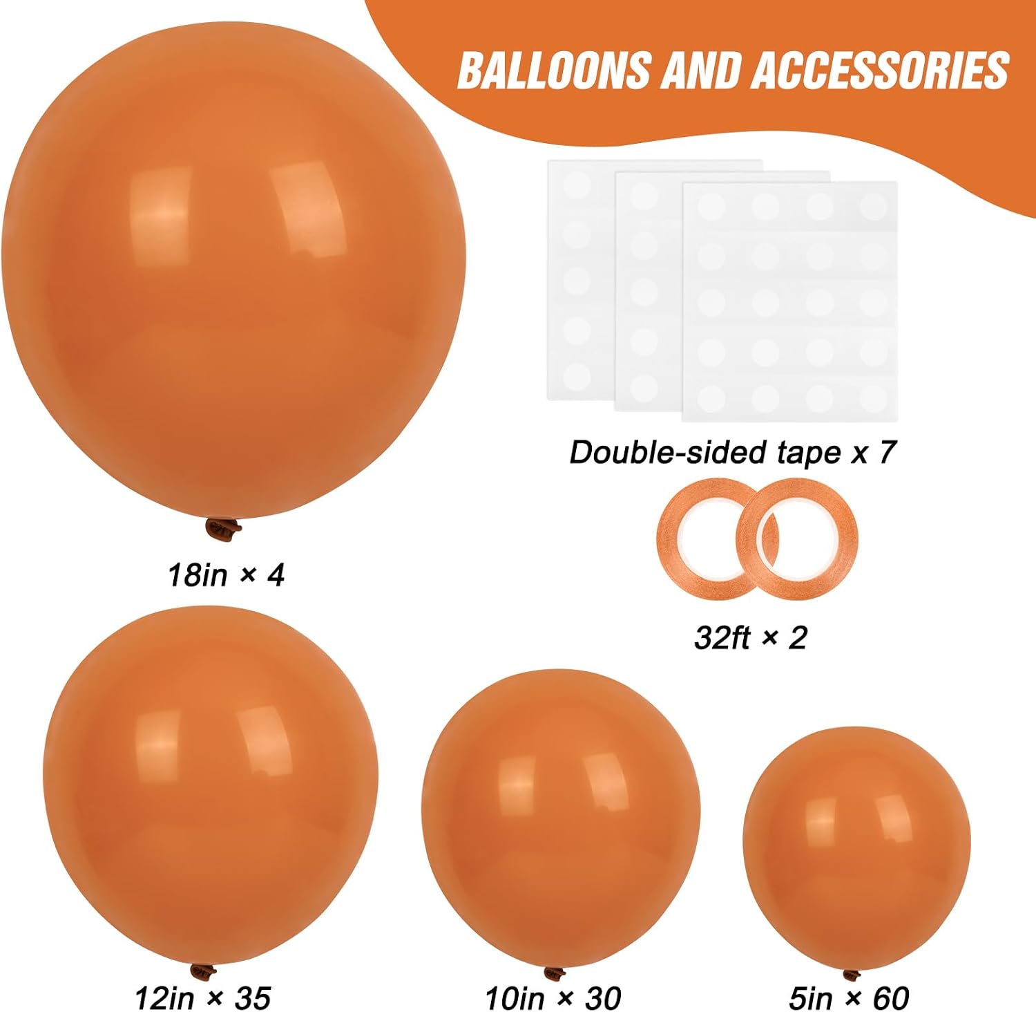 RUBFAC Burnt Orange Balloons 129pcs Different Sizes Pack of 18 12 10 5 Inch, Latex Terracotta Balloon Garland Arch Kit for Fall Thanksgiving Halloween Wedding Birthday Party Decoration thumbnail