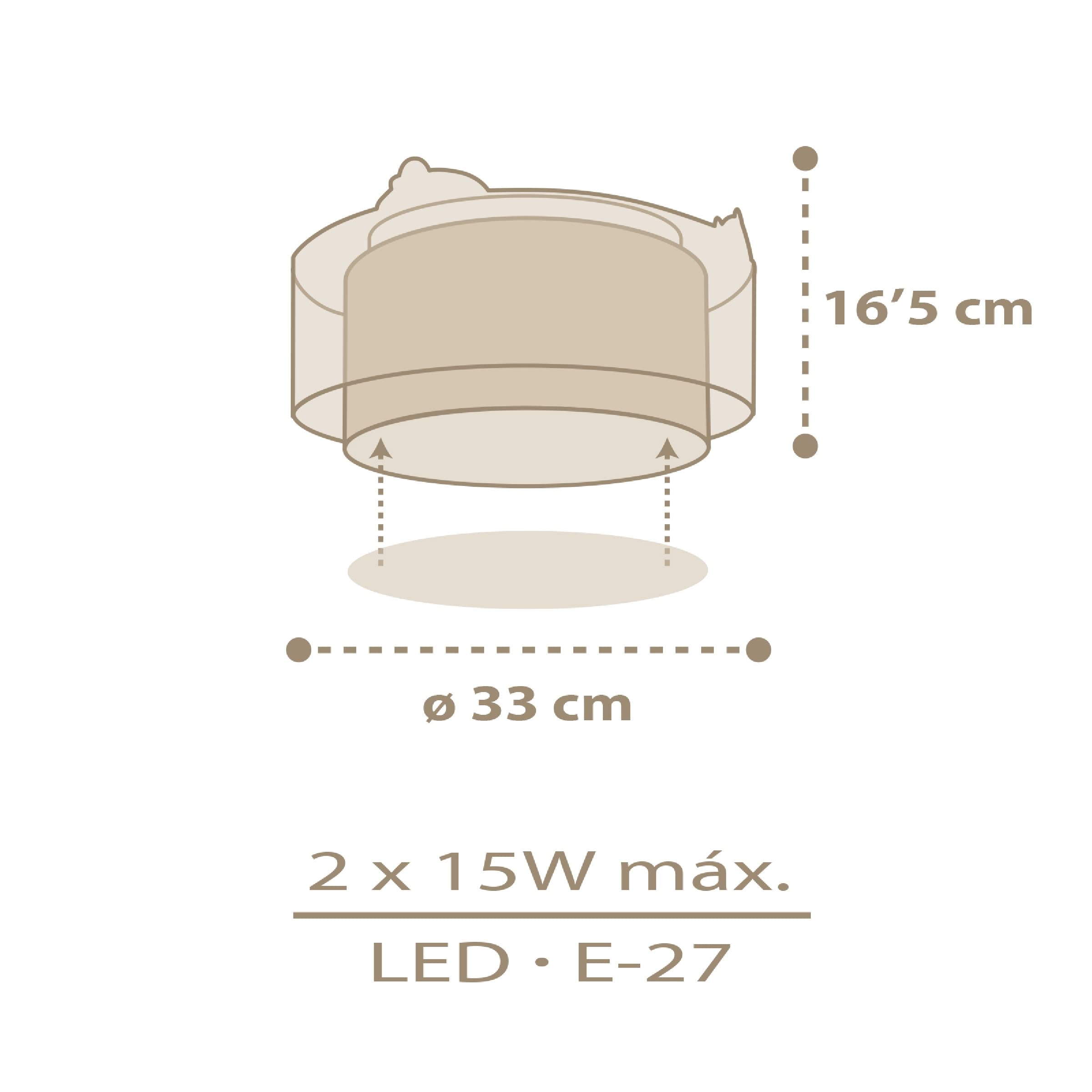 Plafón De Techo Infantil Baby Chick Pollito - Fluorescente, Doble Pantalla, E27, Fabricado En España