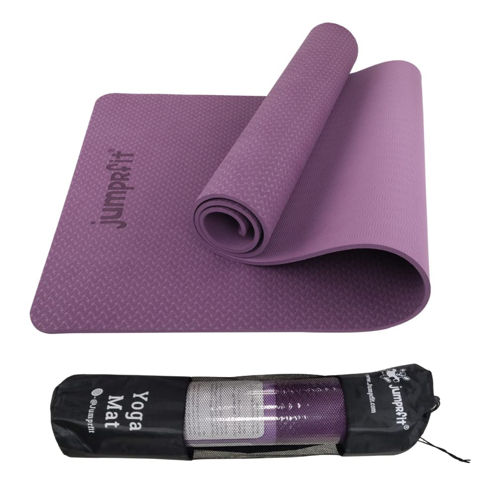 Jumprfit Yoga mat for Women and Men with Cover Bag TPE 8-mm Extra Thick Exercise mat for Workout Yoga Fitness Pilates and Meditation, Anti Tear Anti Slip. (Purple) (B09RKCQBX7) Amazon Price History, Amazon Price Tracker