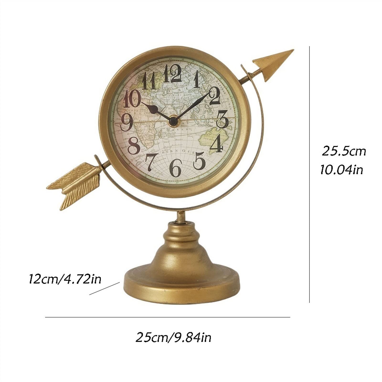 Décorative Antique Bureau Fer Horloge Chambre étude Table Horloge Ornements créatif muet décoratif Horloge pour Bureau Chambre Table