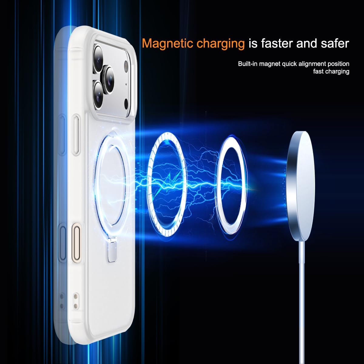 Compatible with iPhone 17 Pro Max Case with Invisible Magnetic O-Ring Stand Military-Grade Phone Case for iPhone 17 ProMax 6.9" [Compatible with Mag-Safe][Great Grip Feeling],Translucent - Image 3