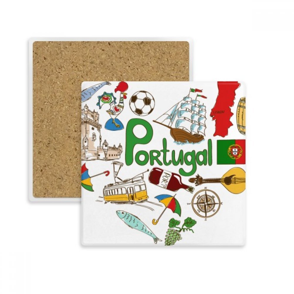 Sous-verre Portugal en pierre absorbante pour tasse et mug multicolore