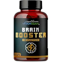 Brain Booster 38 Factor | Premium Herbal & Vitamin Blend for Focus, Clarity & Cognitive Support | Adaptogen & Mushroom Complex with Vitamin B3 | Daily Mental Performance Formula 90 Capsules