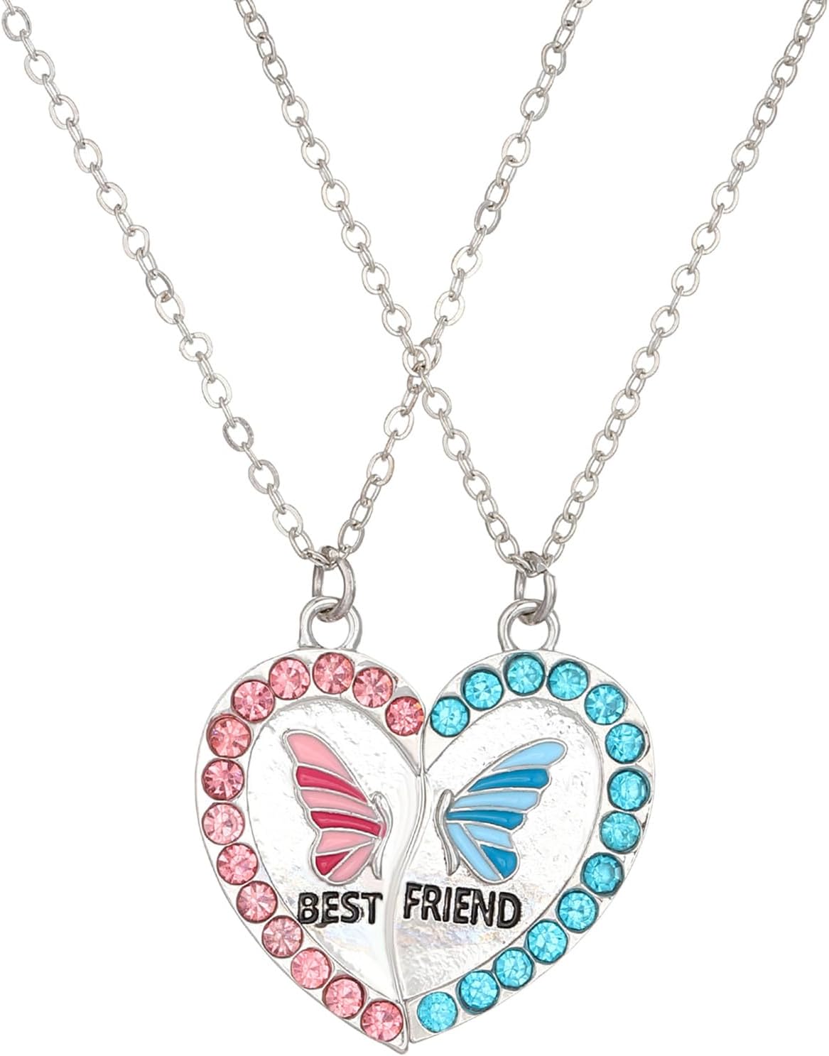 1 Pair Necklaces Symbolic Butterfly Charm Collarbone Chain Love Heart Pendant Neckwear Best Fashion Neck Chain