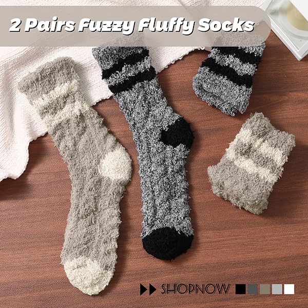 Tavaleu Women's Fuzzy Socks-Soft Cozy Fluffy Slipper Socks Winter Warm Plush Sleeping Sock2